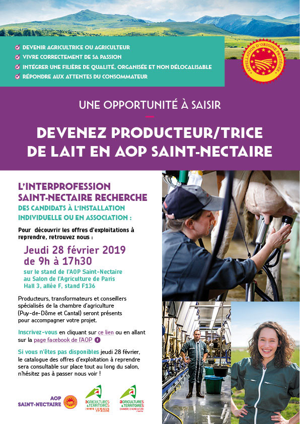 Devenez producteur de lait en AOP Saint Nectaire Journée spéciale au